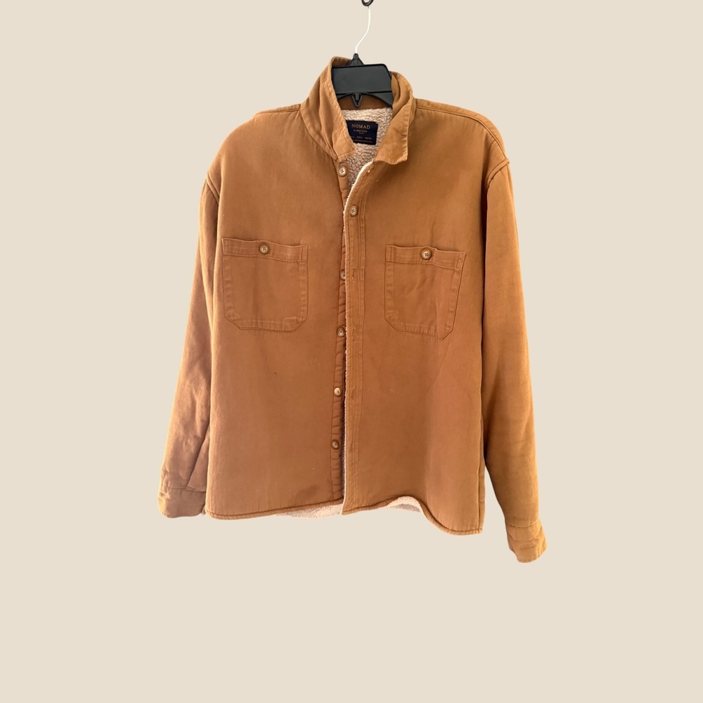 Nomad by Craft Flow Tobacco Twill Sherpa Lined Shirt Jacket Mens L Shacket Fall